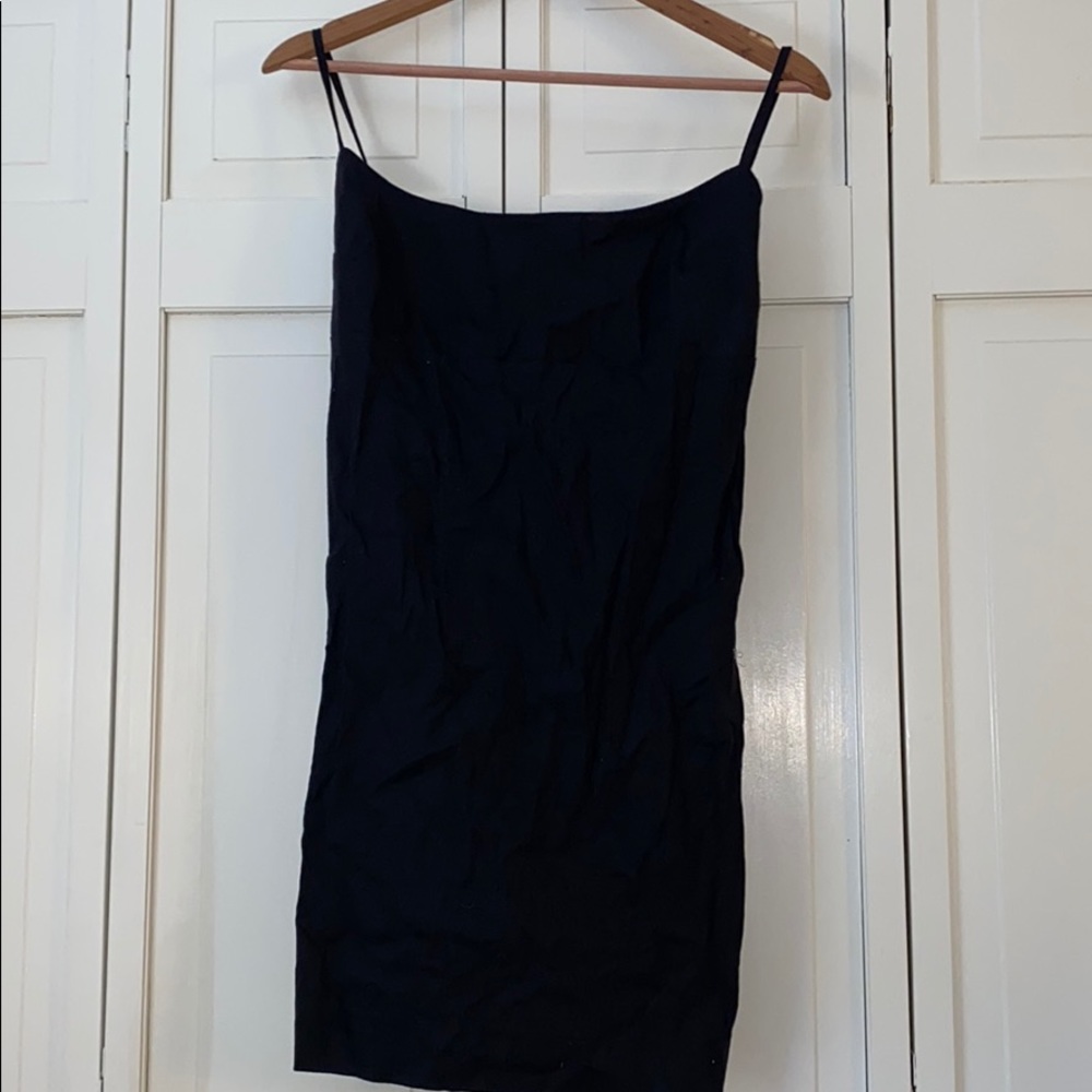 Black linen mini dress